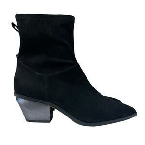 Franco Sarto Side Zipper Block Heels Faux Suede Leather Boots Womens Size‎ 7.5M